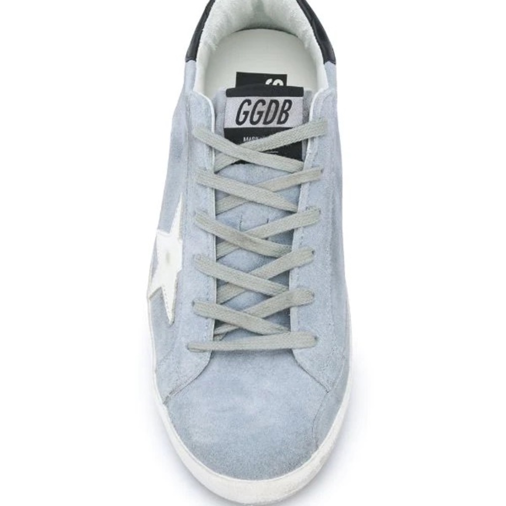 Golden Goose RARE Light Blue/Gray Suede Superstar Sneakers with White Star - Picture 2 of 9